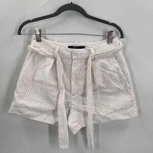POLO Ralph Lauren Eyelet Belted Shorts 100% Cotton White Women's Size 4